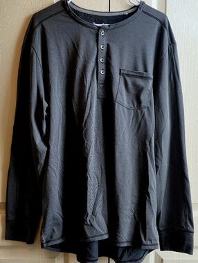 Tommy Bahama Mens XL Long-Sleeve Henley Shirt - Charcoal